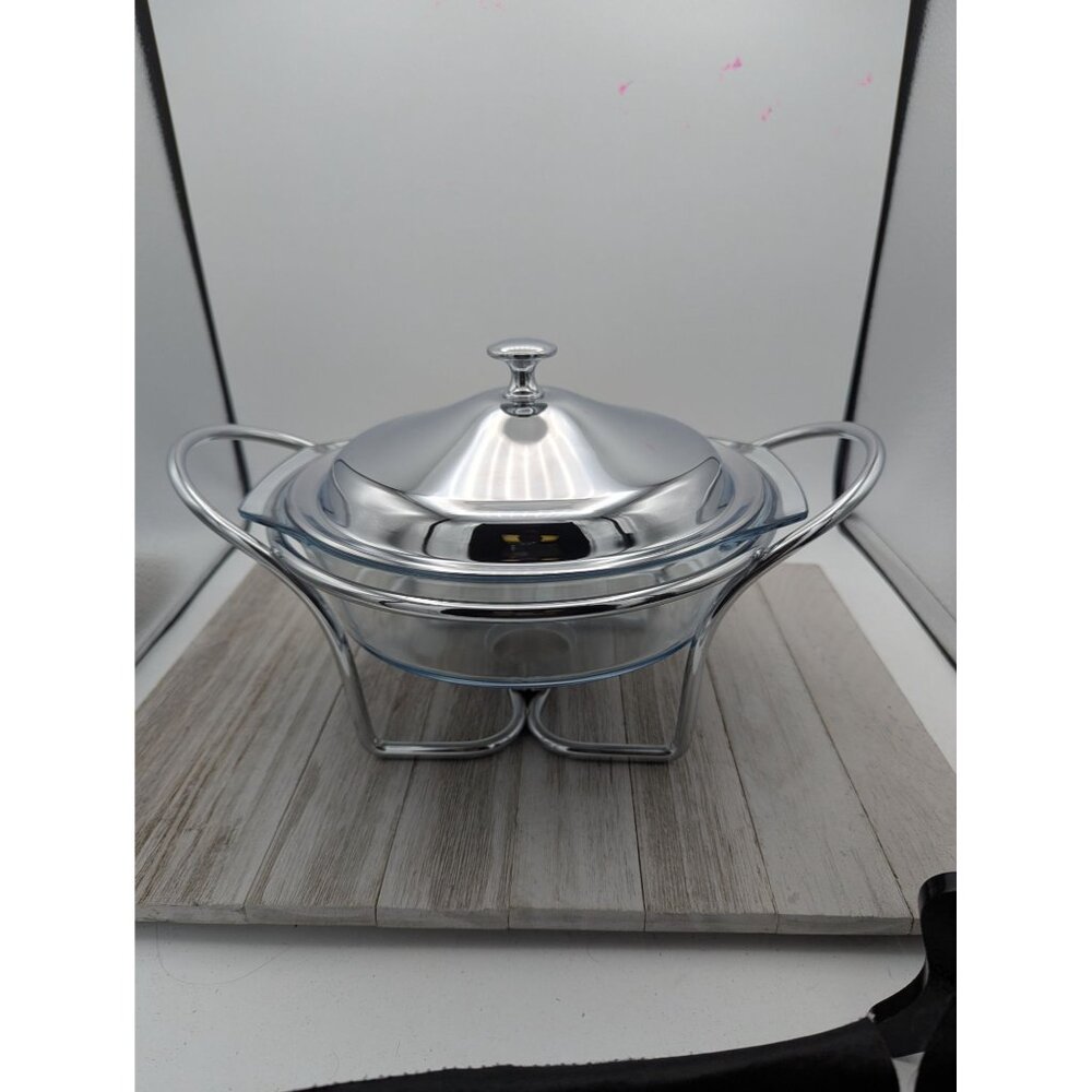 International Silver Modernist 2 Quart Round Food Warmer Dish Chafing Casserole
